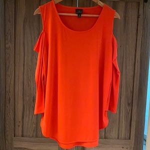 Coral Cold Shoulder 3/4 Sleeve Top